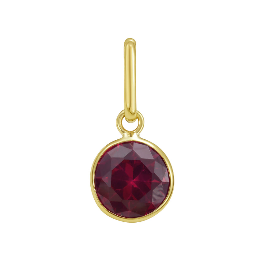 14K Round Ruby Charm-Yellow