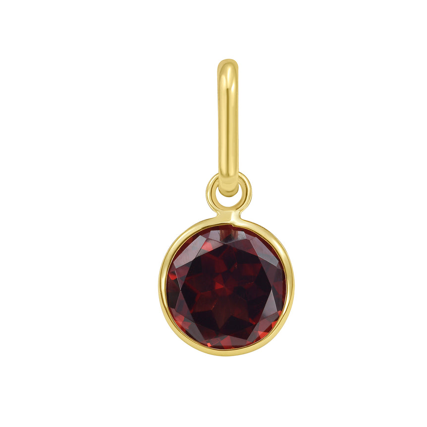 14K Round Garnet Charm-Yellow