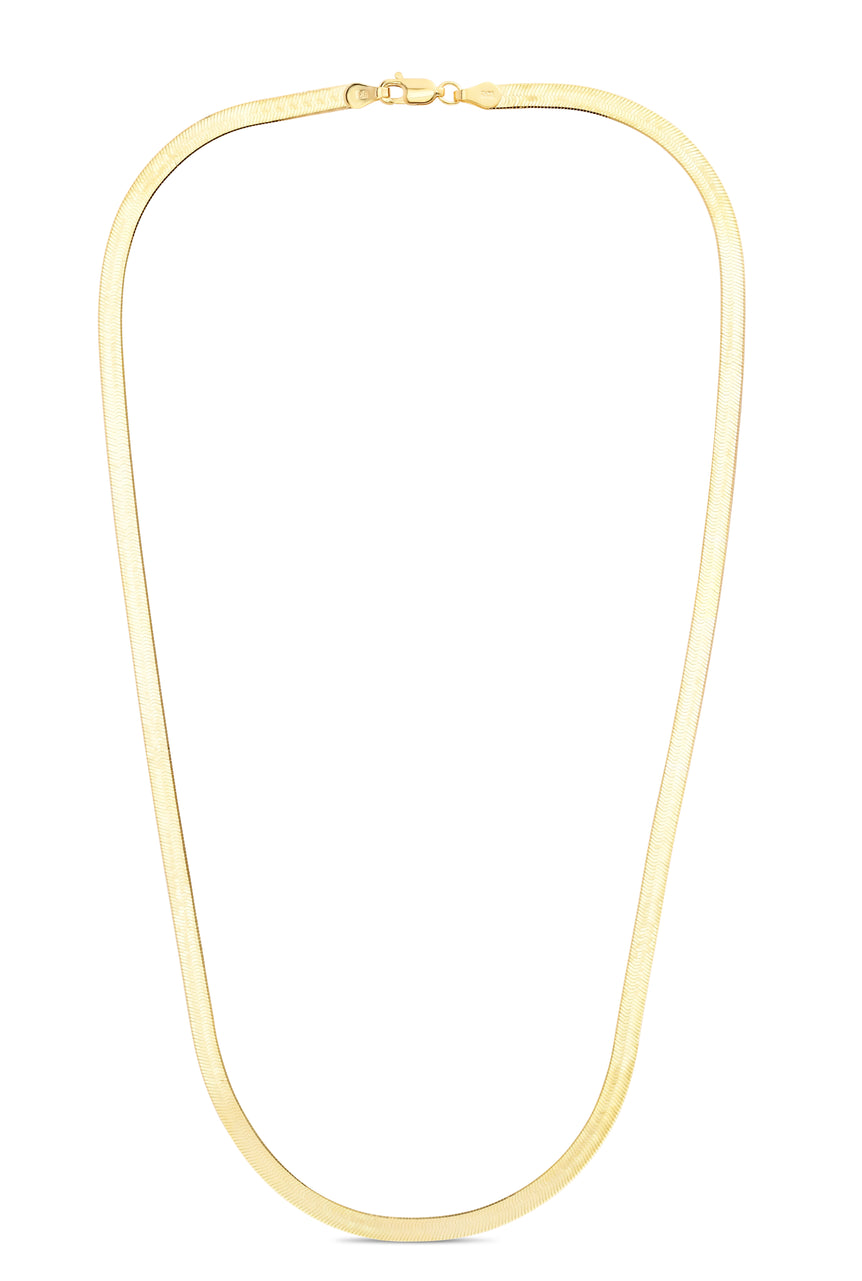 14K Gold 18" 4mm Imperial Herringbone Chain -Yellow | Lobster