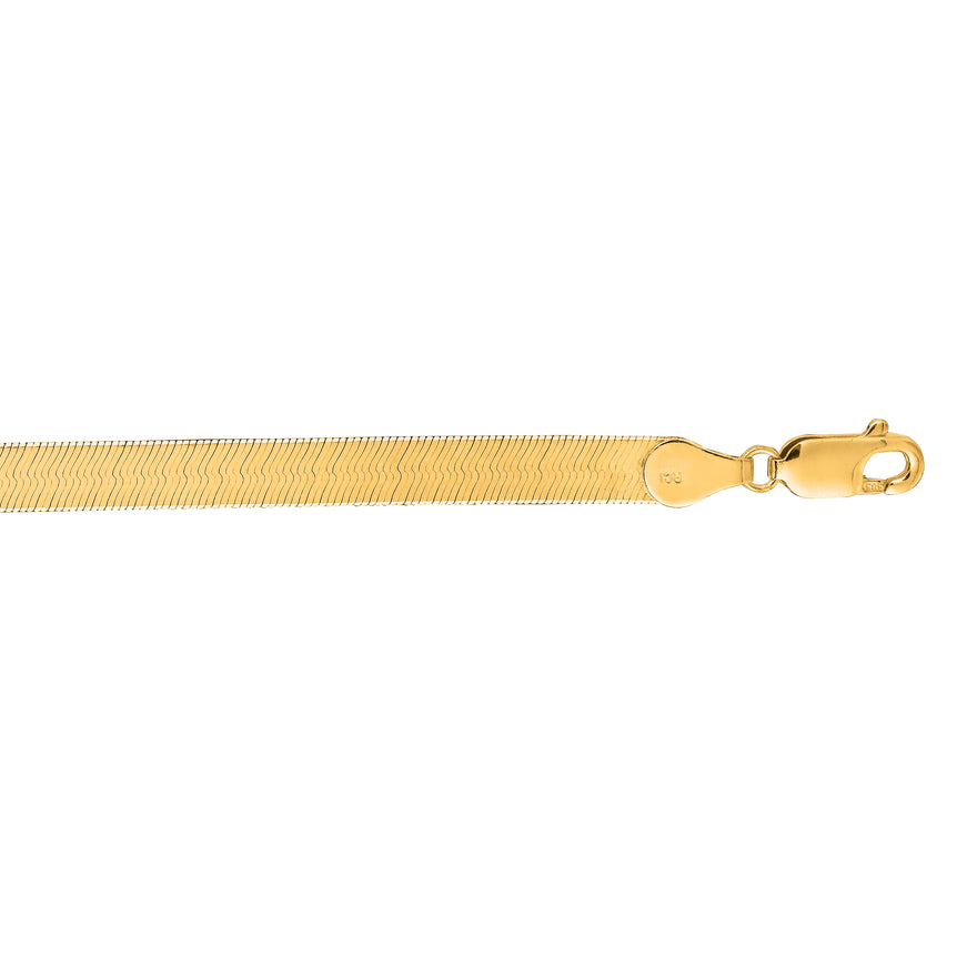 14K Gold 7" 5mm Imperial Herringbone Chain -Yellow | Lobster
