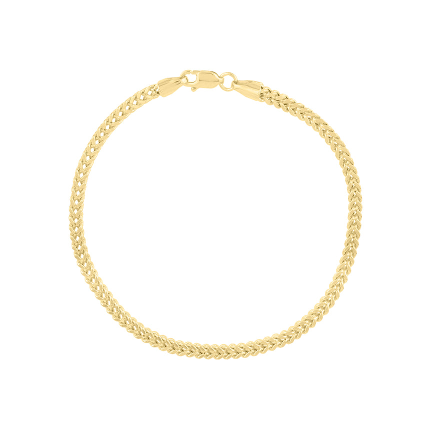 14K Gold 3mm Semi-Solid Square Franco Chain-Yellow | Lobster