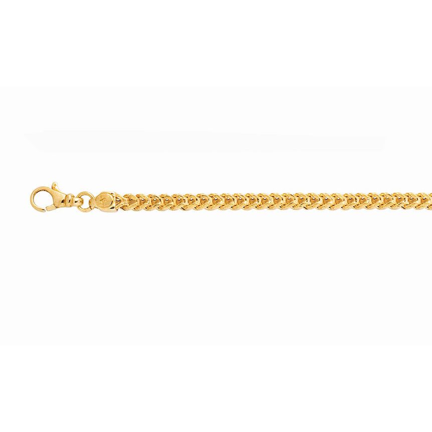 14K Gold 5.3mm Semi-Solid Square Franco Chain-Yellow | Pear Shaped Lobster