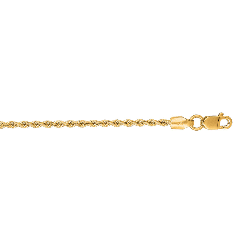 14K Gold 1.5mm Rope Chain -Yellow | Lobster