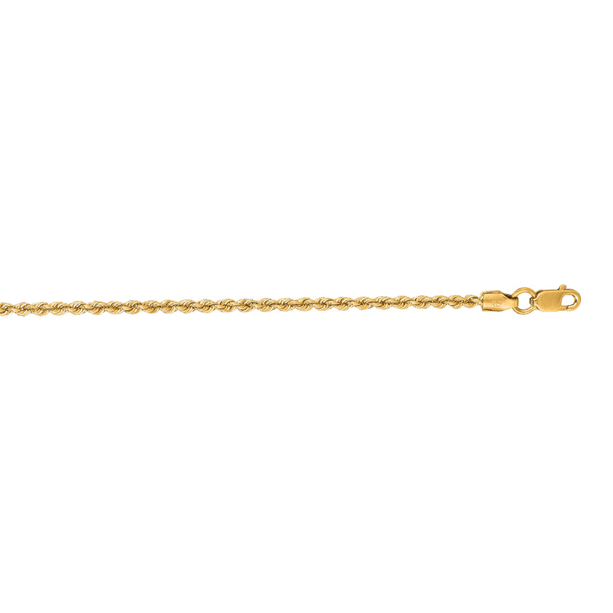 14K Gold 1.8mm Rope Chain-Yellow | Lobster