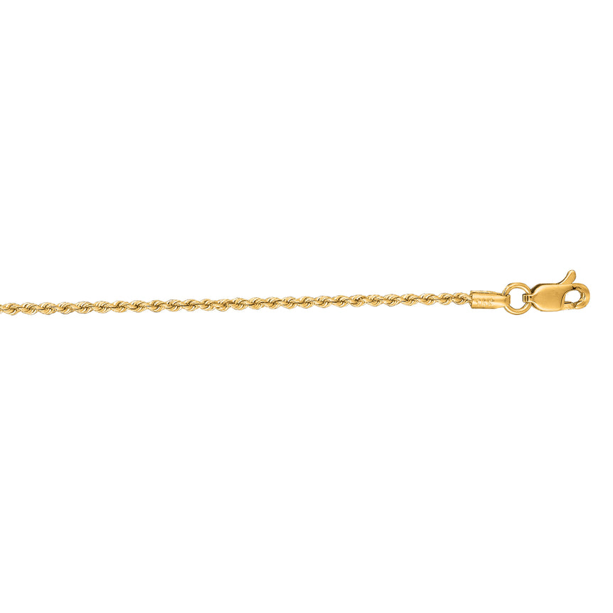 14K Gold 1.3mm Rope Chain-Yellow | Lobster