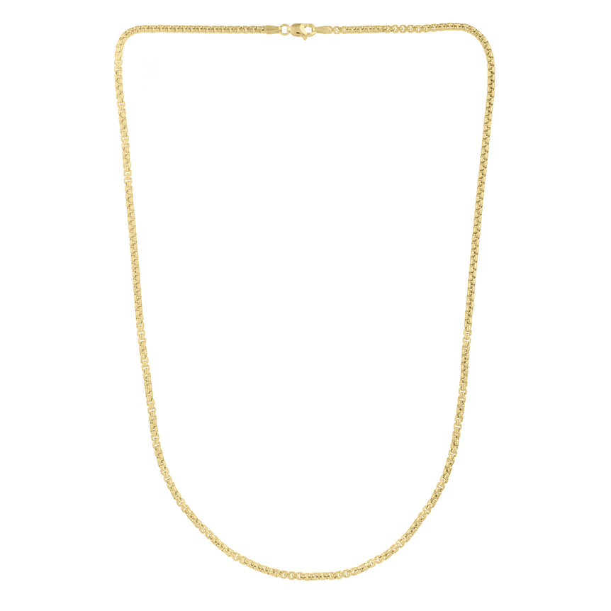 14K Gold 2.5mm Solid Round Box Chain -Yellow | Lobster