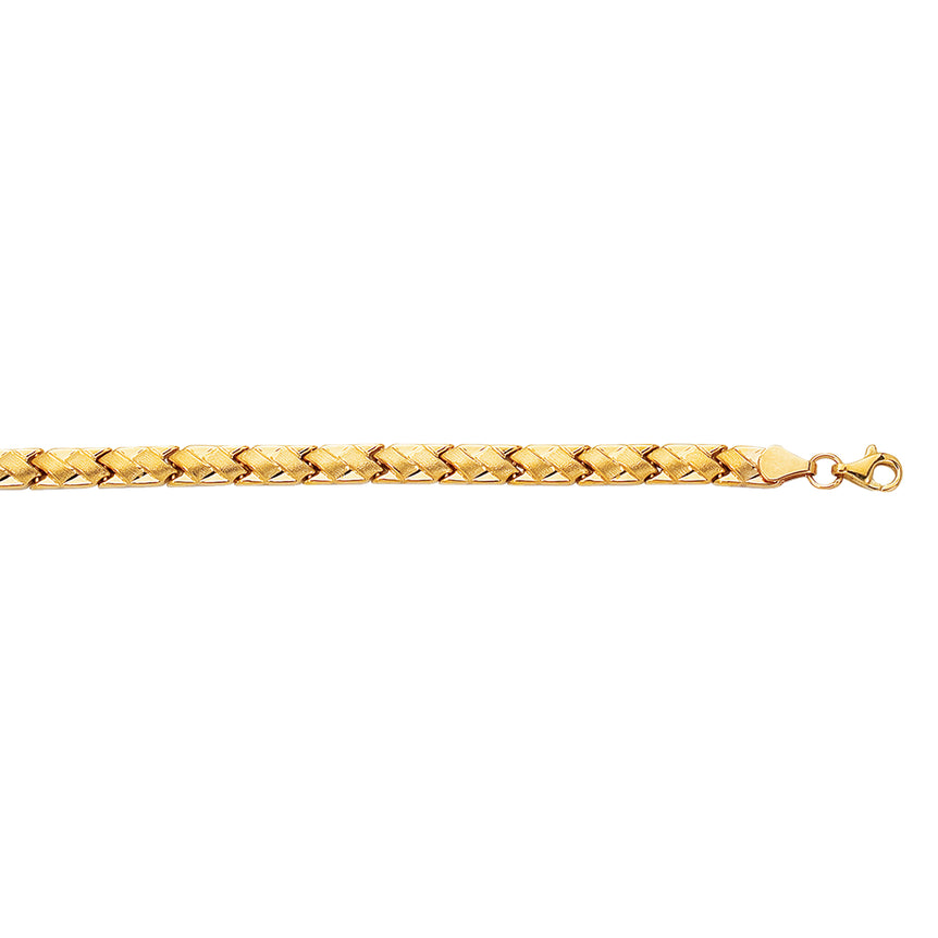 14K Gold Satin X Stampato Bracelet-Yellow | Lobster