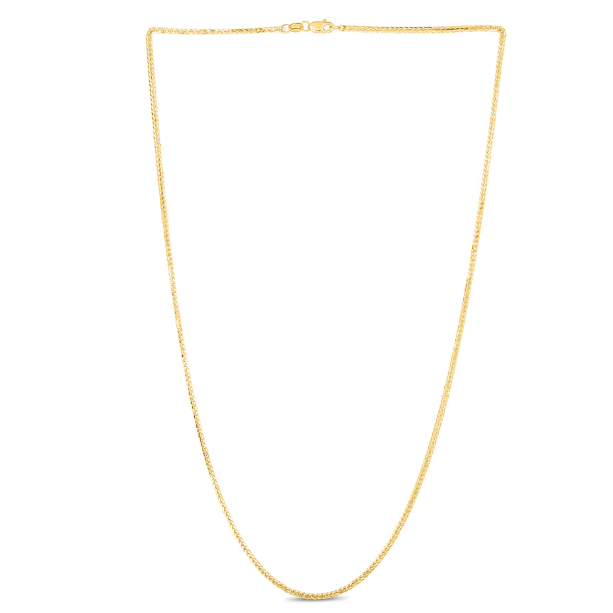 14K Gold 1.8mm Square Wheat Chain -Yellow | Lobster