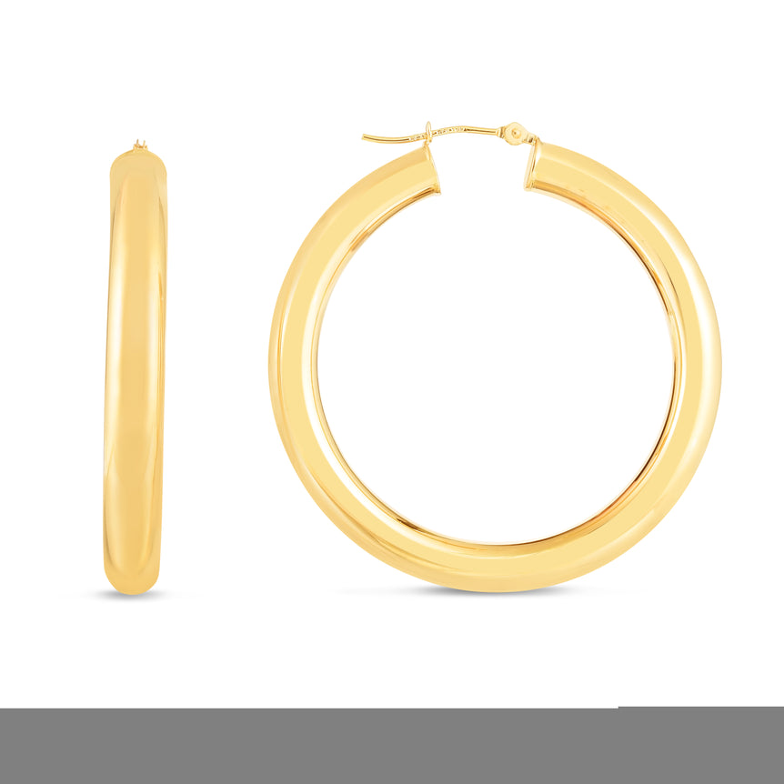 14K Gold 5x40mm Hoops-Yellow | Hinged