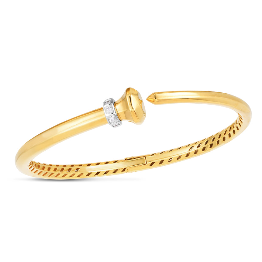 14K Gold Diamond Hardware Bangle-Two-tone