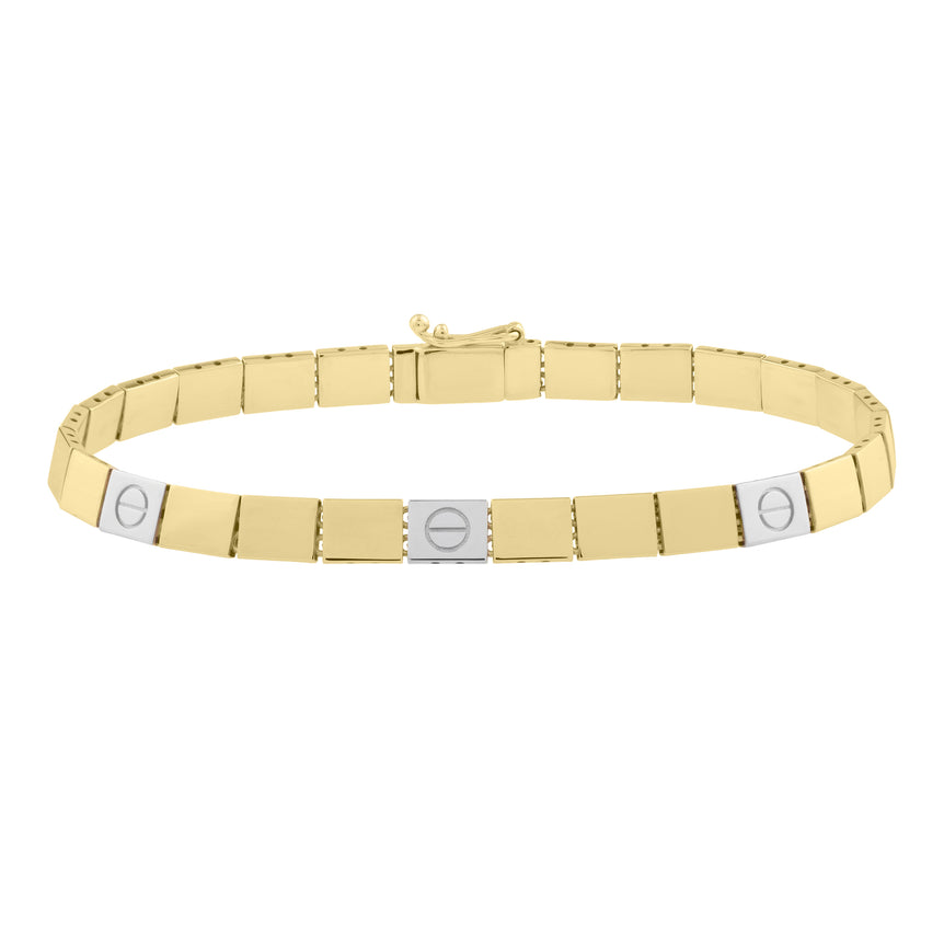 14K Gold Two-Tone Nail Head Bracelet-Two-tone | Box with One Side Figure 8