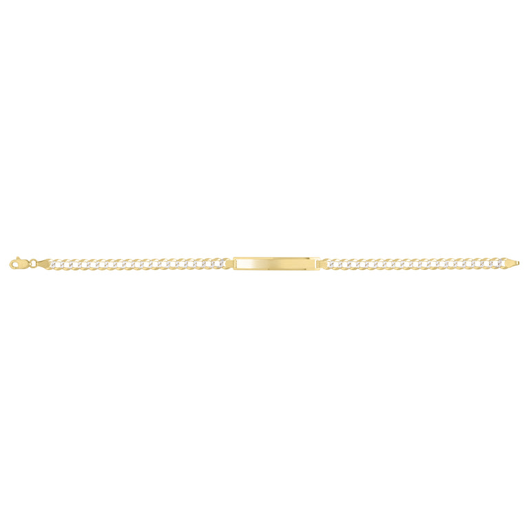 14K 4.7mm Pave Curb ID Bracelet-Yellow | Lobster