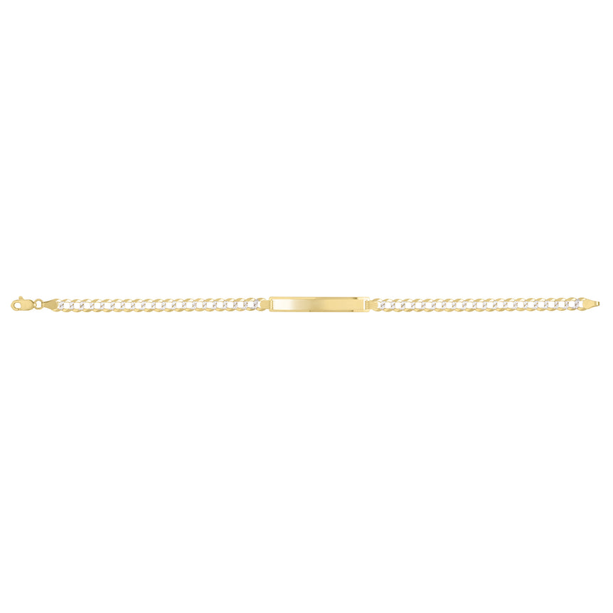 14K 4.7mm Pave Curb ID Bracelet-Yellow | Lobster