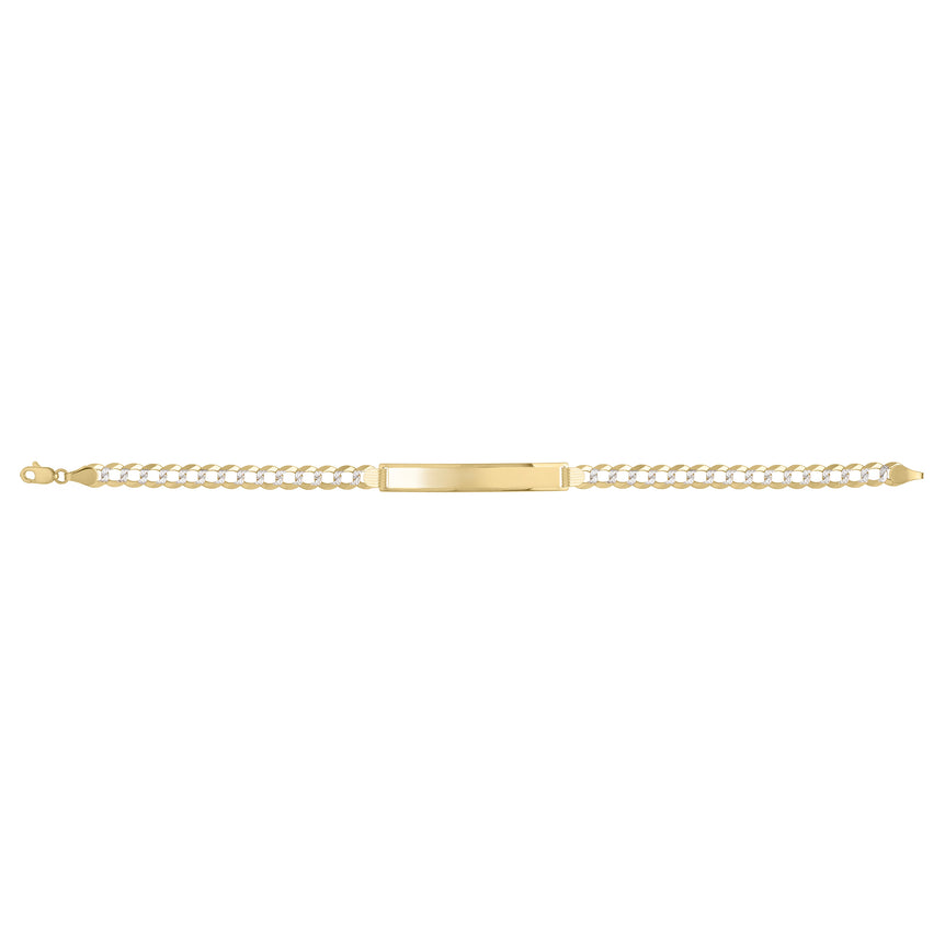 14K 5.7mm Pave ID Curb Bracelet-Yellow | Lobster