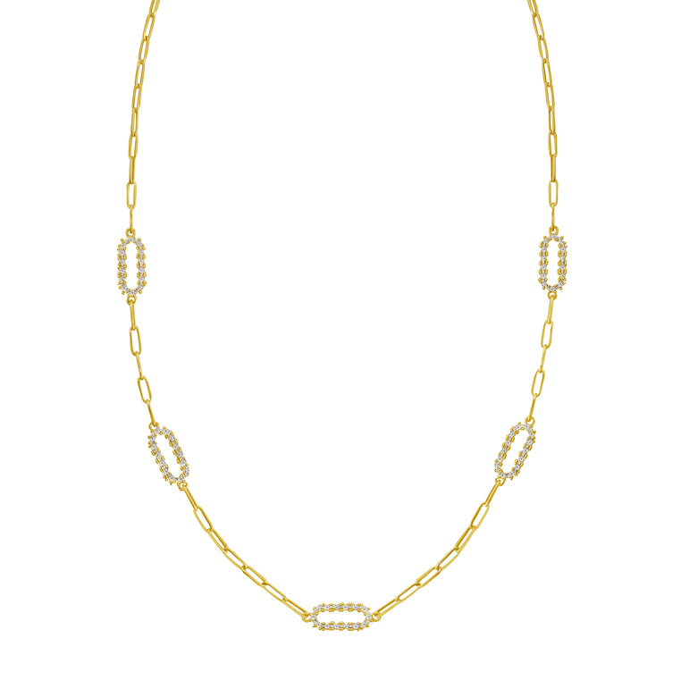 14K Diamon'Oro Paperclip Necklace-Two-tone | Lobster