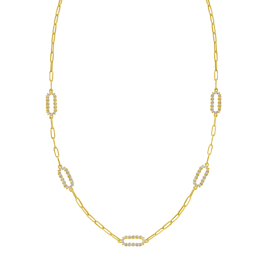 14K Diamon'Oro Paperclip Necklace-Two-tone | Lobster
