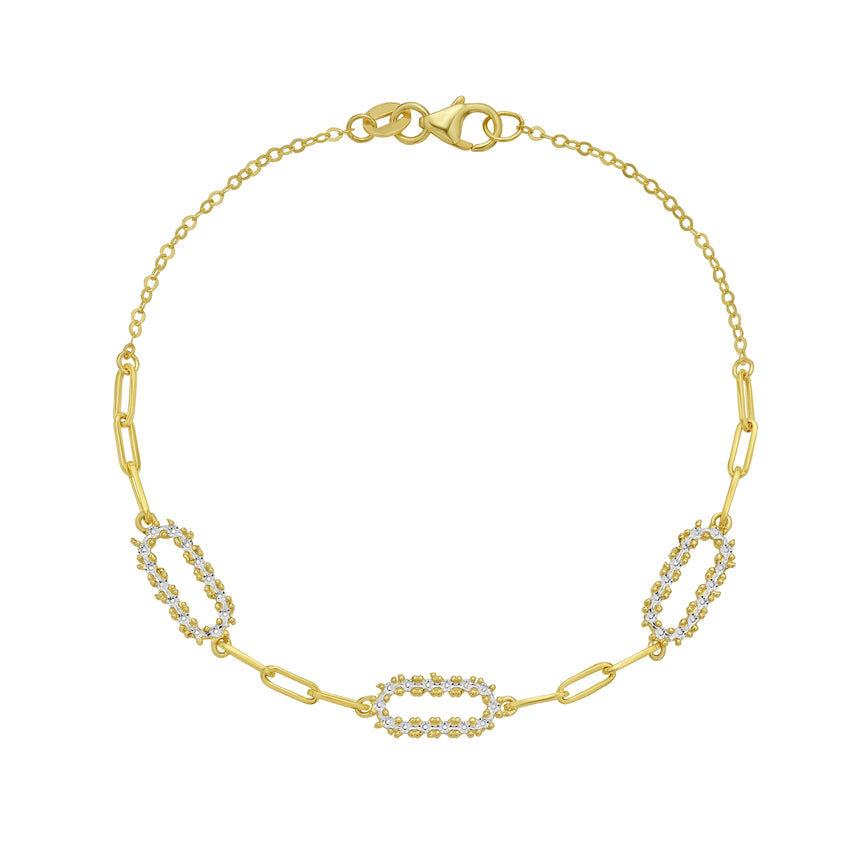 14K Diamon'Oro Paperclip Bracelet-Two-tone | Lobster
