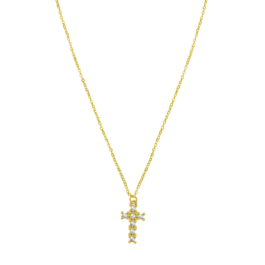 14K Diamon'Oro Cross Necklace-Two-tone | Lobster