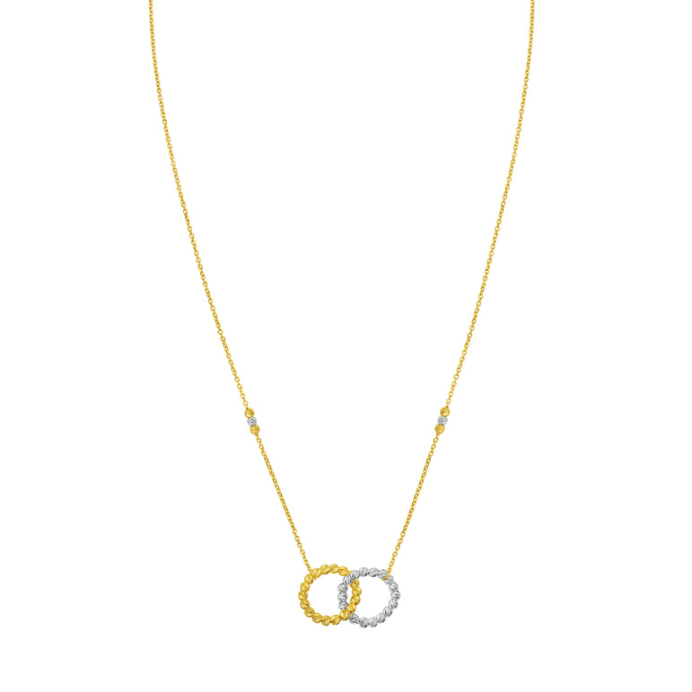 14K TT Interlocking Necklace-Two-tone | Lobster