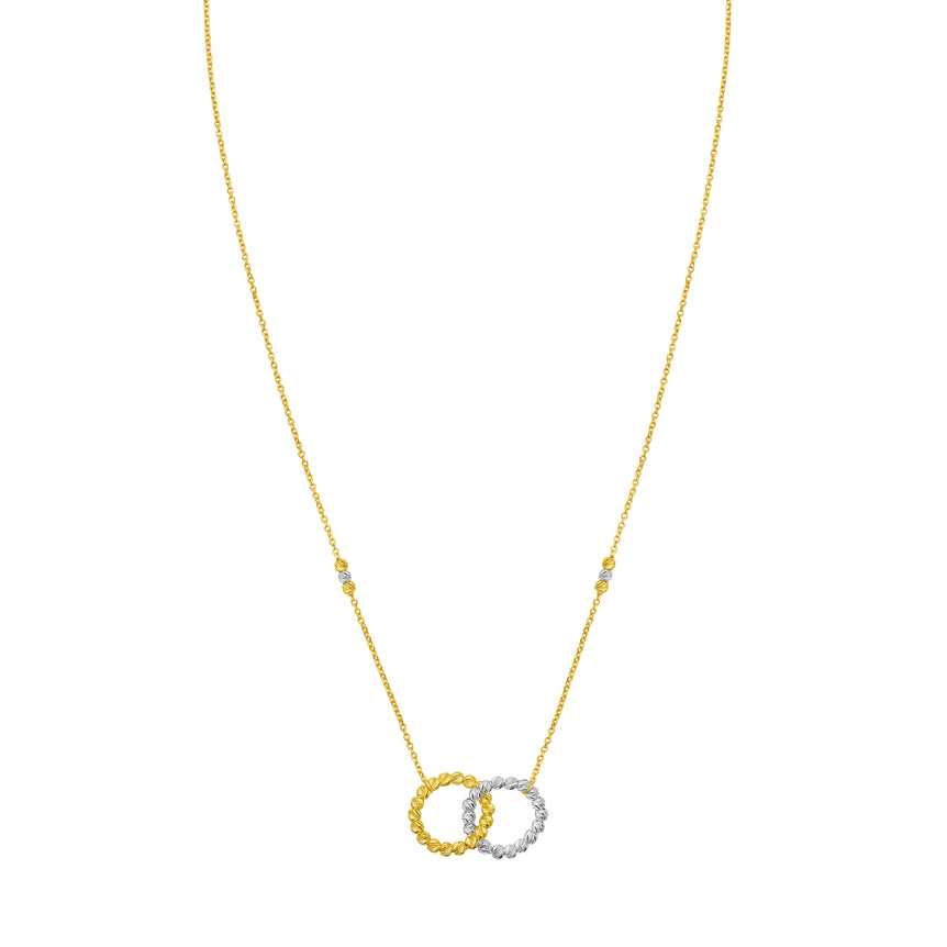 14K TT Interlocking Necklace-Two-tone | Lobster