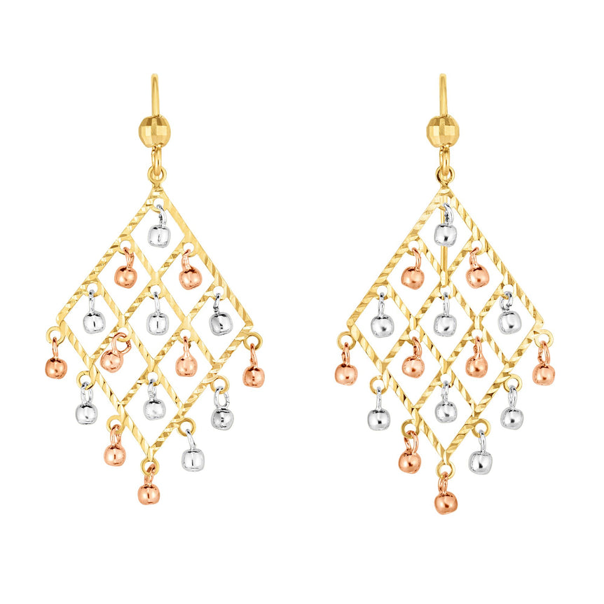 14K Tri-color Gold Bead Chandelier Earring-Tri-color | Euro Wire