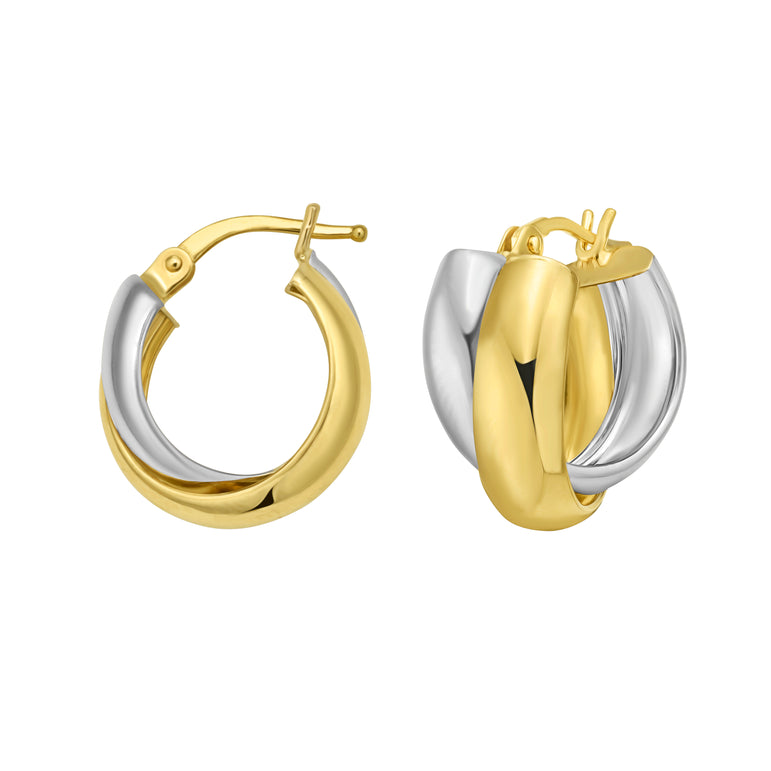14K Interlocking Trinity Hoops-Two-tone | Hinged