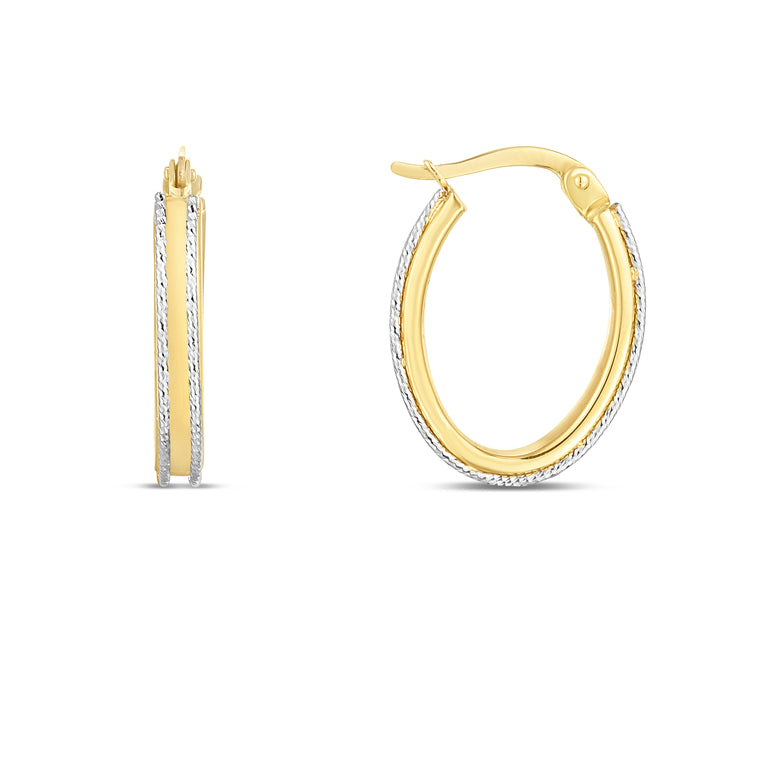 14K Two-tone Oval Hoop-Two-tone | Hinged