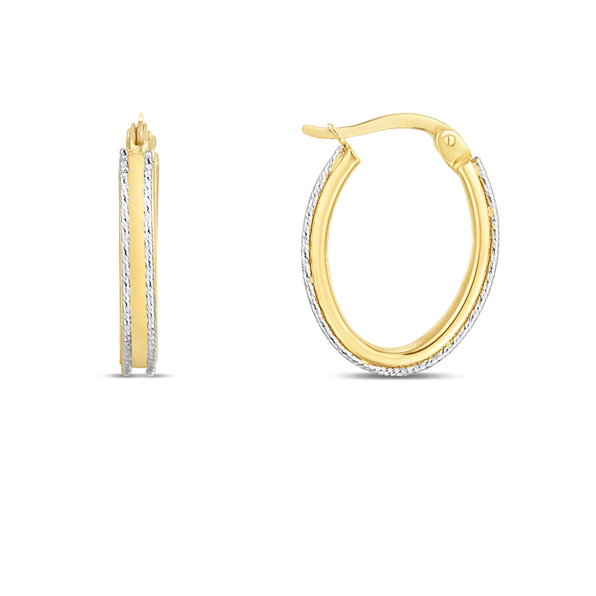 14K Two-tone Oval Hoop-Two-tone | Hinged