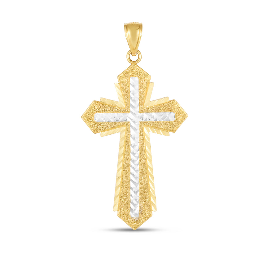 14K Two-tone Cross Pendant-Two-tone
