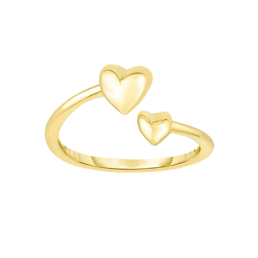 14K Gold Heart Bypass Toe Ring-Yellow