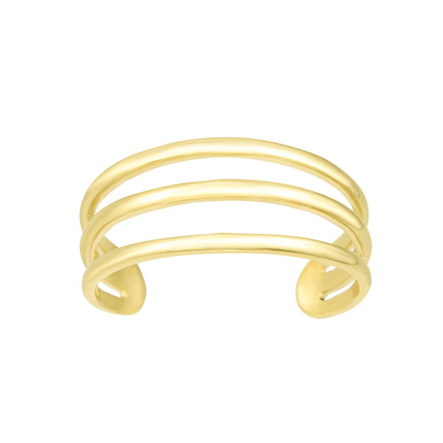 14K Gold Triple Row Open Bar Toe Ring-Yellow