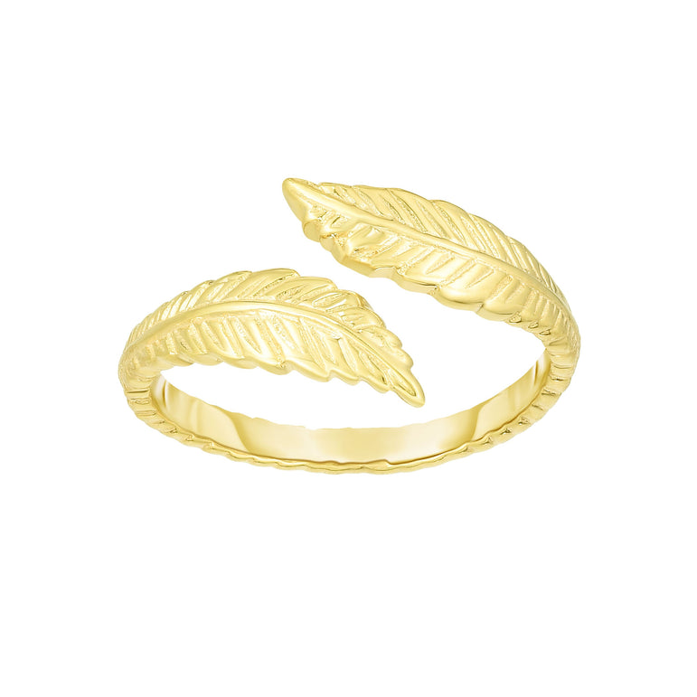 14K Gold Feather Bypass Toe Ring-Yellow