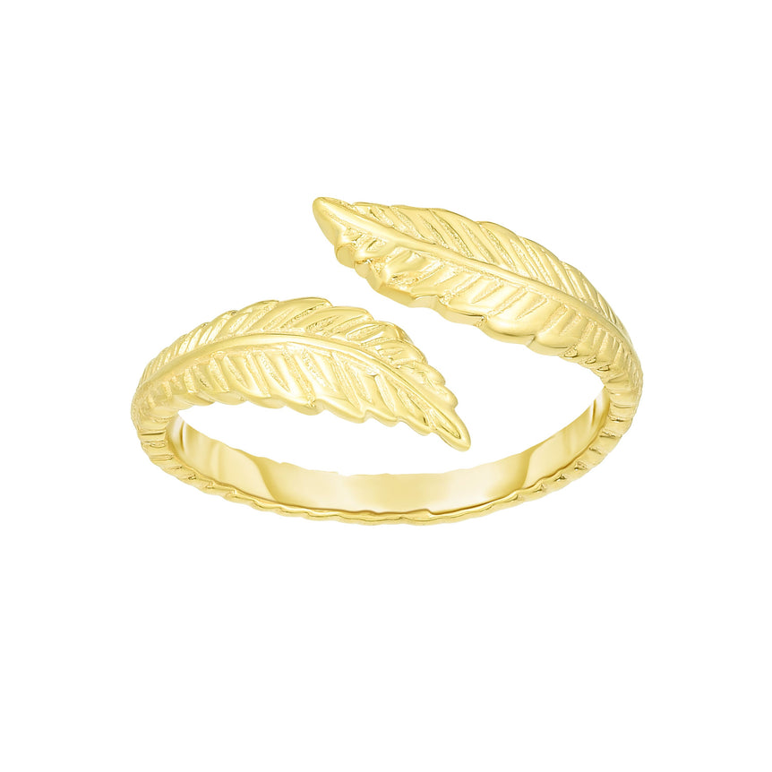 14K Gold Feather Bypass Toe Ring-Yellow