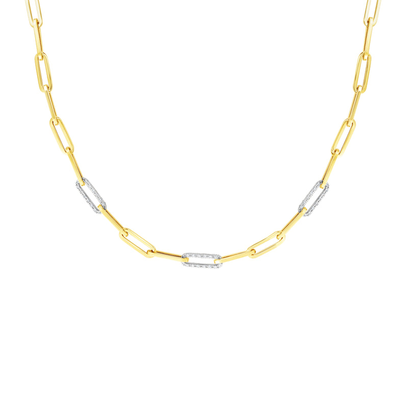 14K .96ct Diamond Paperclip Necklace-Two-tone | Snap