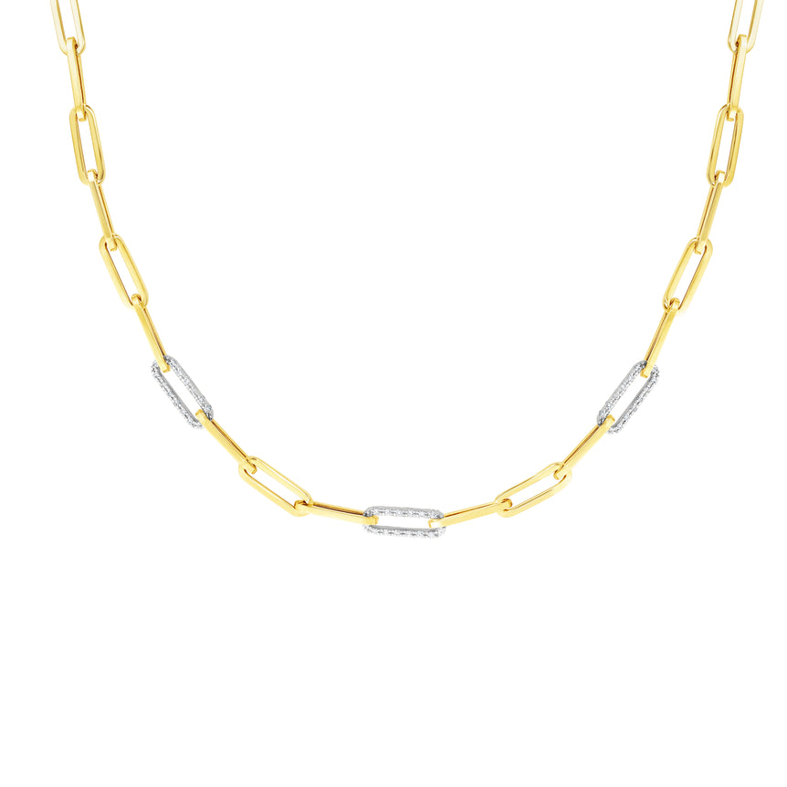 14K .96ct Diamond Paperclip Necklace-Yellow | Invisible Link