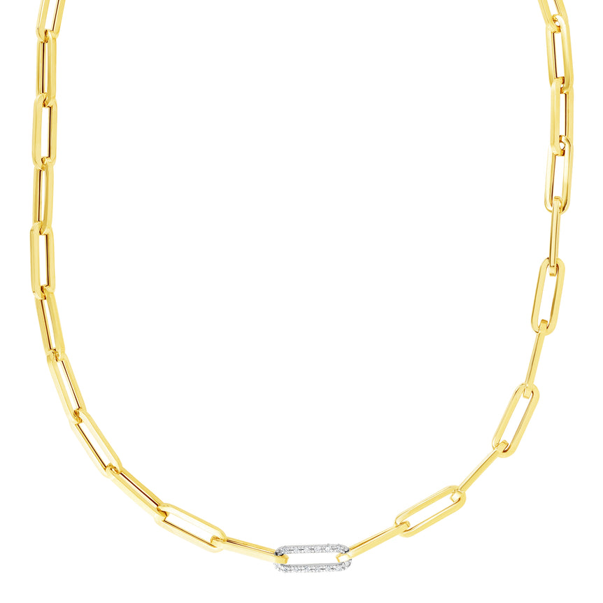 14K  .32ct Diamond Paperclip Necklace-Two-tone | Snap
