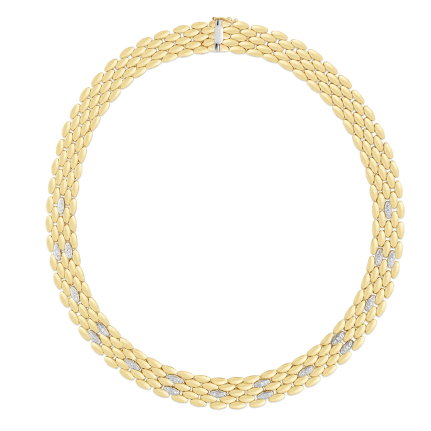 14K Gold 12mm Diamond Panther Necklace-Two-tone | Box with Figure 8