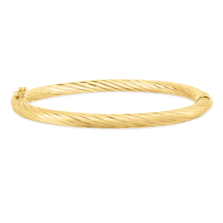 14K Yellow Gold Twist Bangle-Yellow | Snap Box