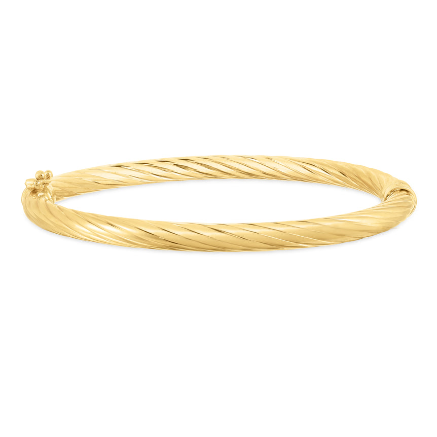 14K Yellow Gold Twist Bangle-Yellow | Snap Box