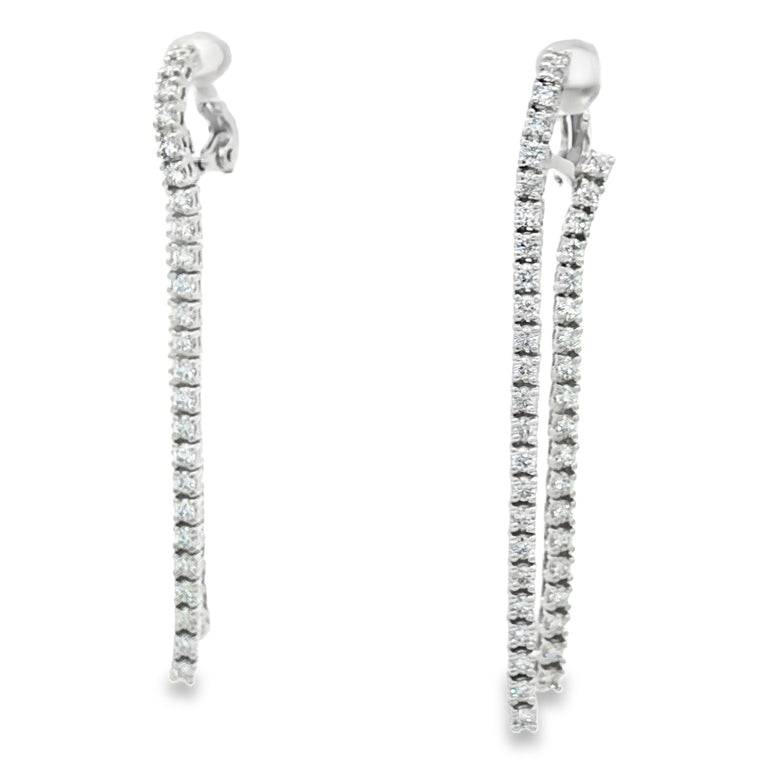 18kt White Gold Hoop Earrings with 3 1/2cttw Round Brilliant Diamonds