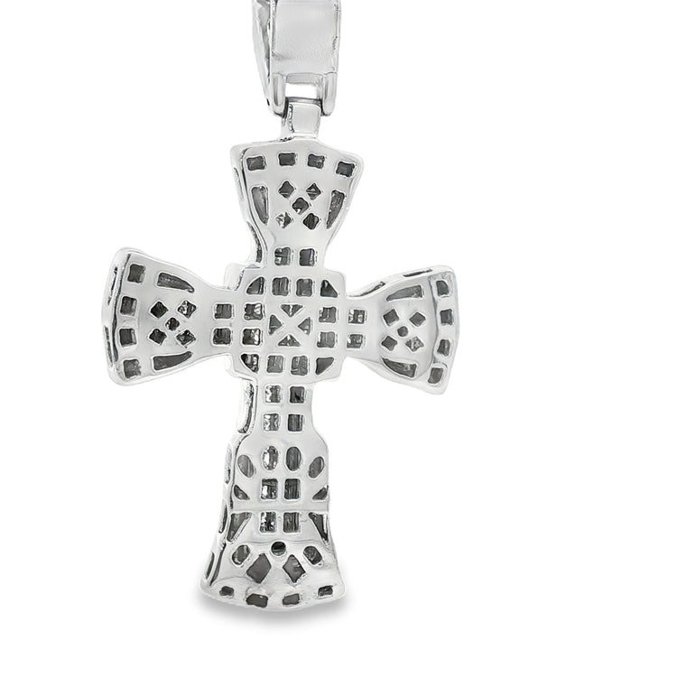 10kt White Gold 3Ct total weight  Diamond Cross Pendant