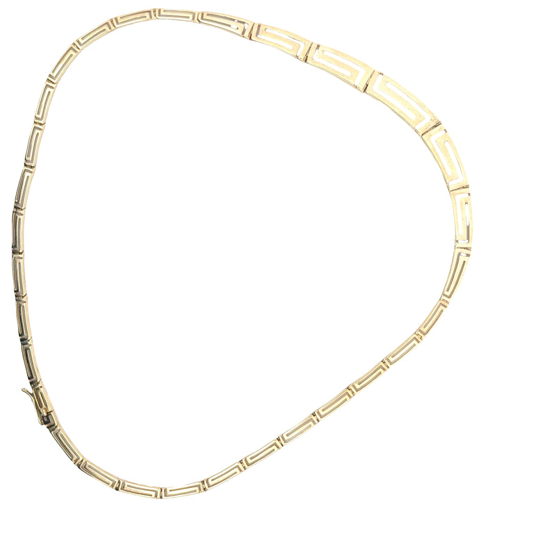 14k Yellow Gold Greek Key Chain Necklace