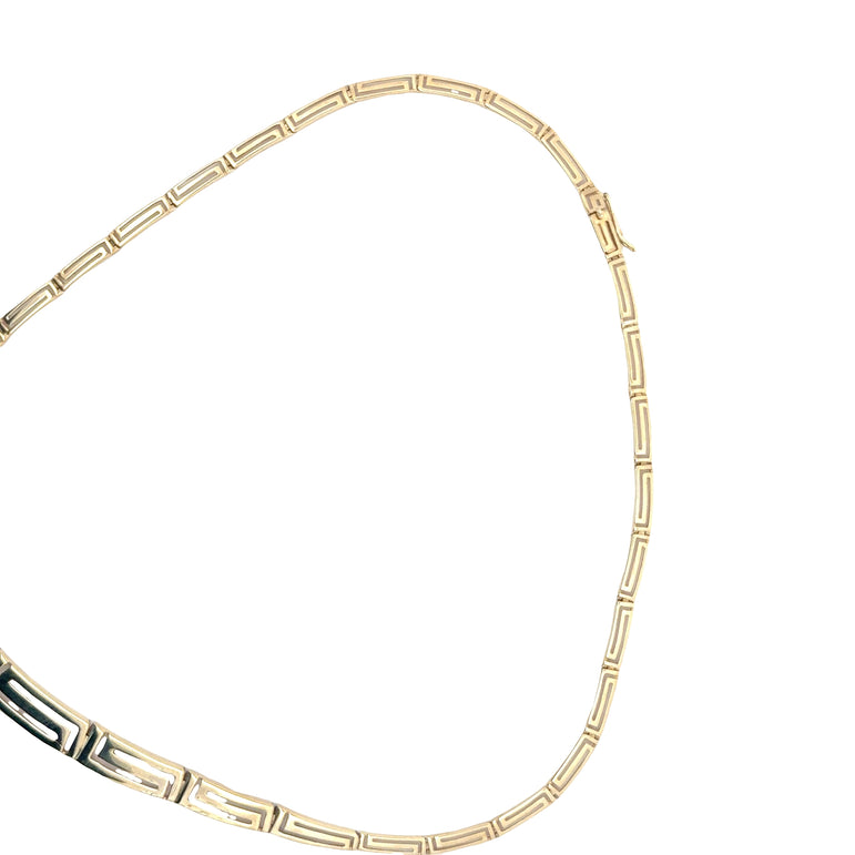 14k Yellow Gold Greek Key Chain Necklace