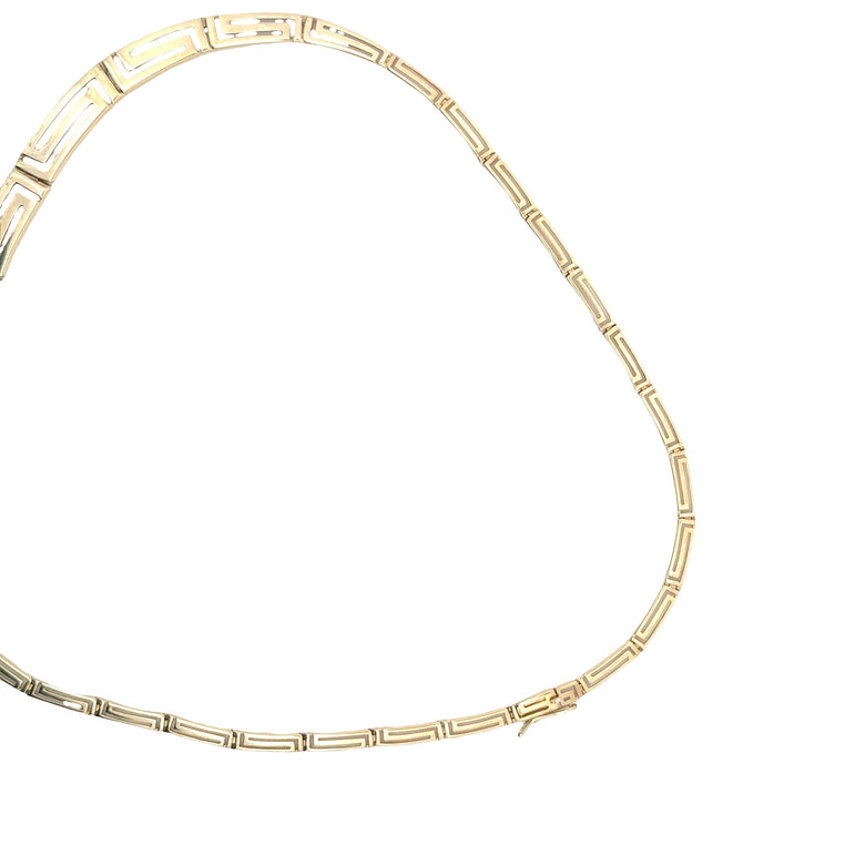 14k Yellow Gold Greek Key Chain Necklace