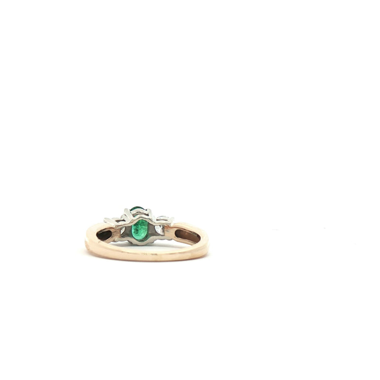 14kt Yellow Gold  Ring with Oval  1/4ct Emerald plus natural diamonds