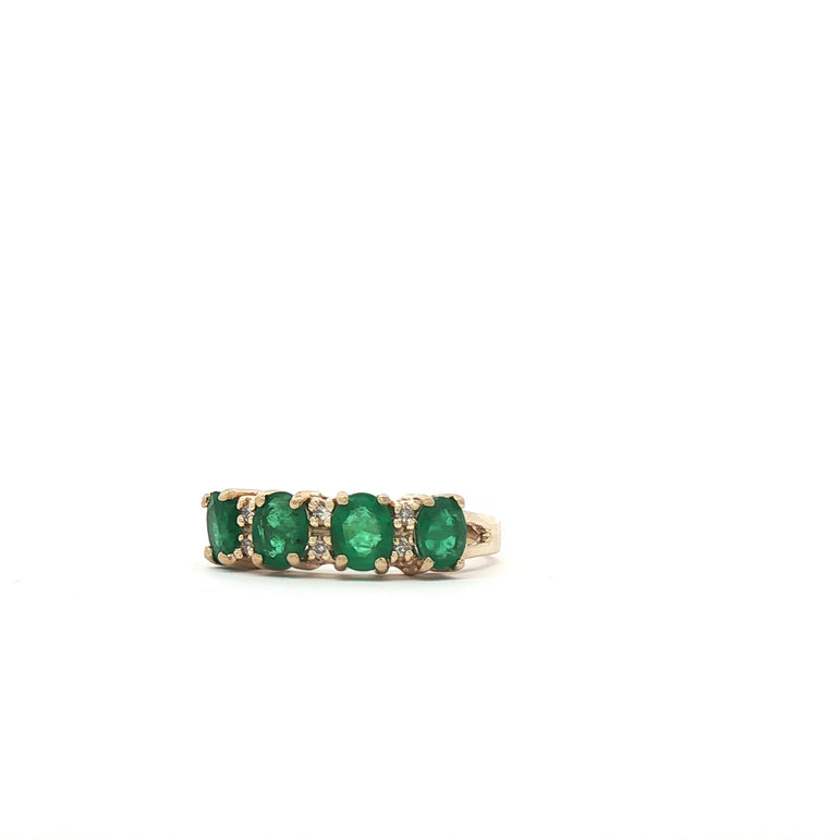 14kt Yellow Gold Oval Emerald with diamonds