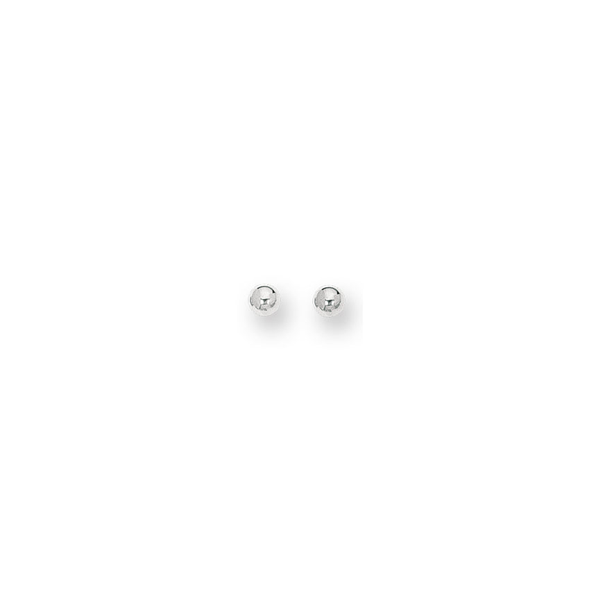 14K Gold Polished 3mm Post Earring-White | Push Back