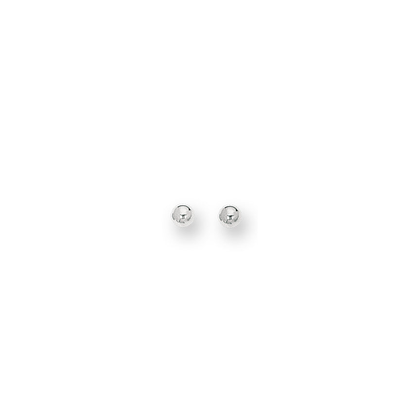 14K Gold Polished 5mm Post Earring-White | Push Back