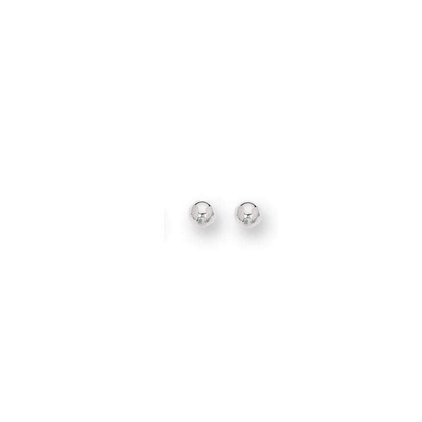 14K Gold Polished 6mm Post Earring-White | Push Back