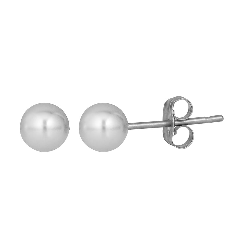 14K Gold 6MM Pearl Stud Earring-White | Push Back